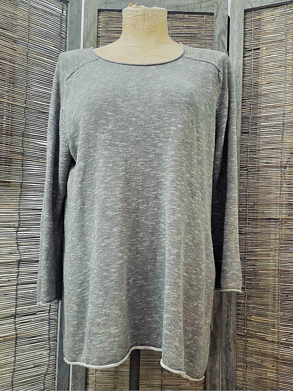 Eileen Fisher Organic Linen Cotton Gray Sweater Size Small Like New